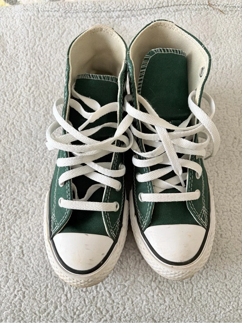Kids High-Top Canvas Sneakers in Dark Green